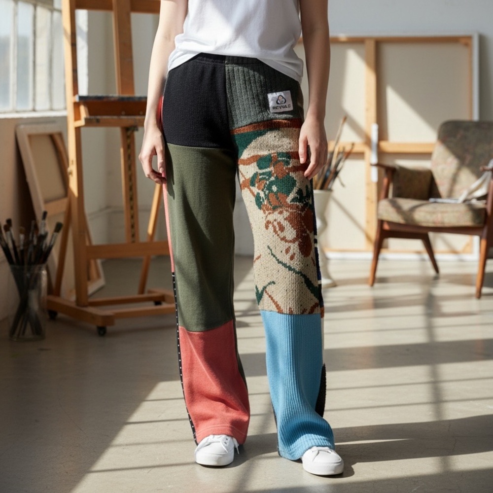 RCYCLD Women’s knit patchwork pants Sz S